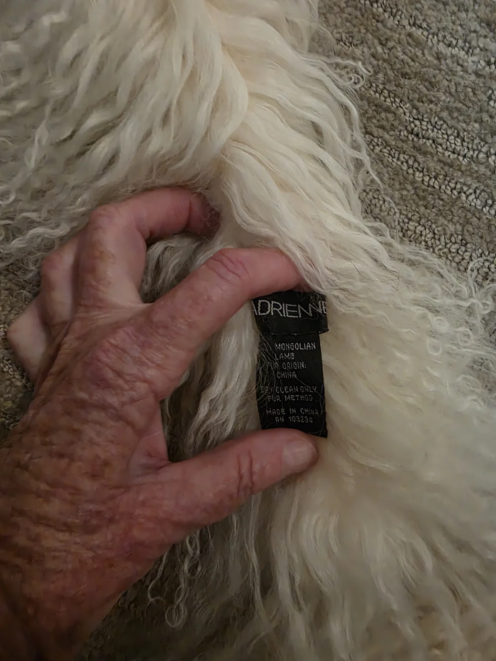 Pendleton Cream and Black Tag Detail, Shows Authenticity